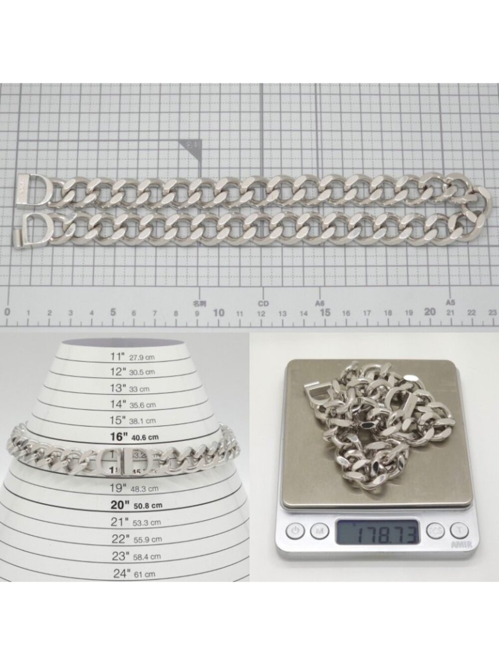 Dior CD Icon Chain Link Necklace 46 cm Silver - Picture 8 of 9